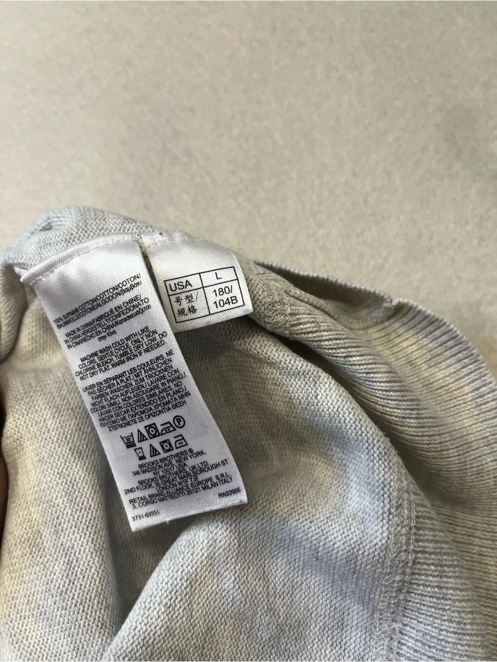 Brooks Brothers Light Gray Crewneck Sweater